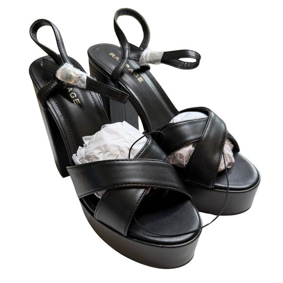 Rampage Open Toe Ankle Strap Patricia Platform Block Heel Sandals Size 8 Black - Picture 4 of 15